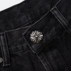 Chrome Hearts Cross Patch Embroidered & Hand-Painted Denim Shorts 9927