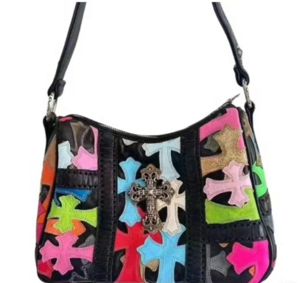 Chrome Hearts Silver Filigree Multicolor Patch Lyon Bag