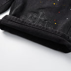 Chrome Hearts Cross Patch Embroidered & Hand-Painted Denim Shorts 9927