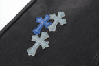 Chrome Hearts Grey & Blue Leather Cross Patches Jeans