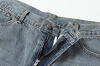 Chrome Hearts White & black Leather Cross Patches Jeans