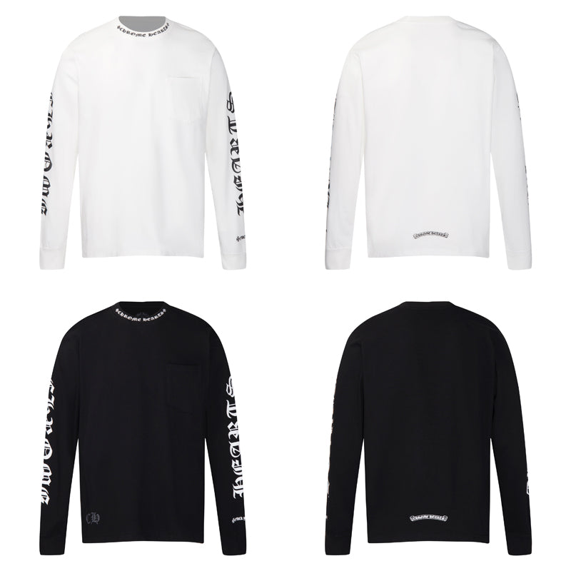 Chrome Hearts Letter Neck Floral Long Sleeve T-Shirt 9011